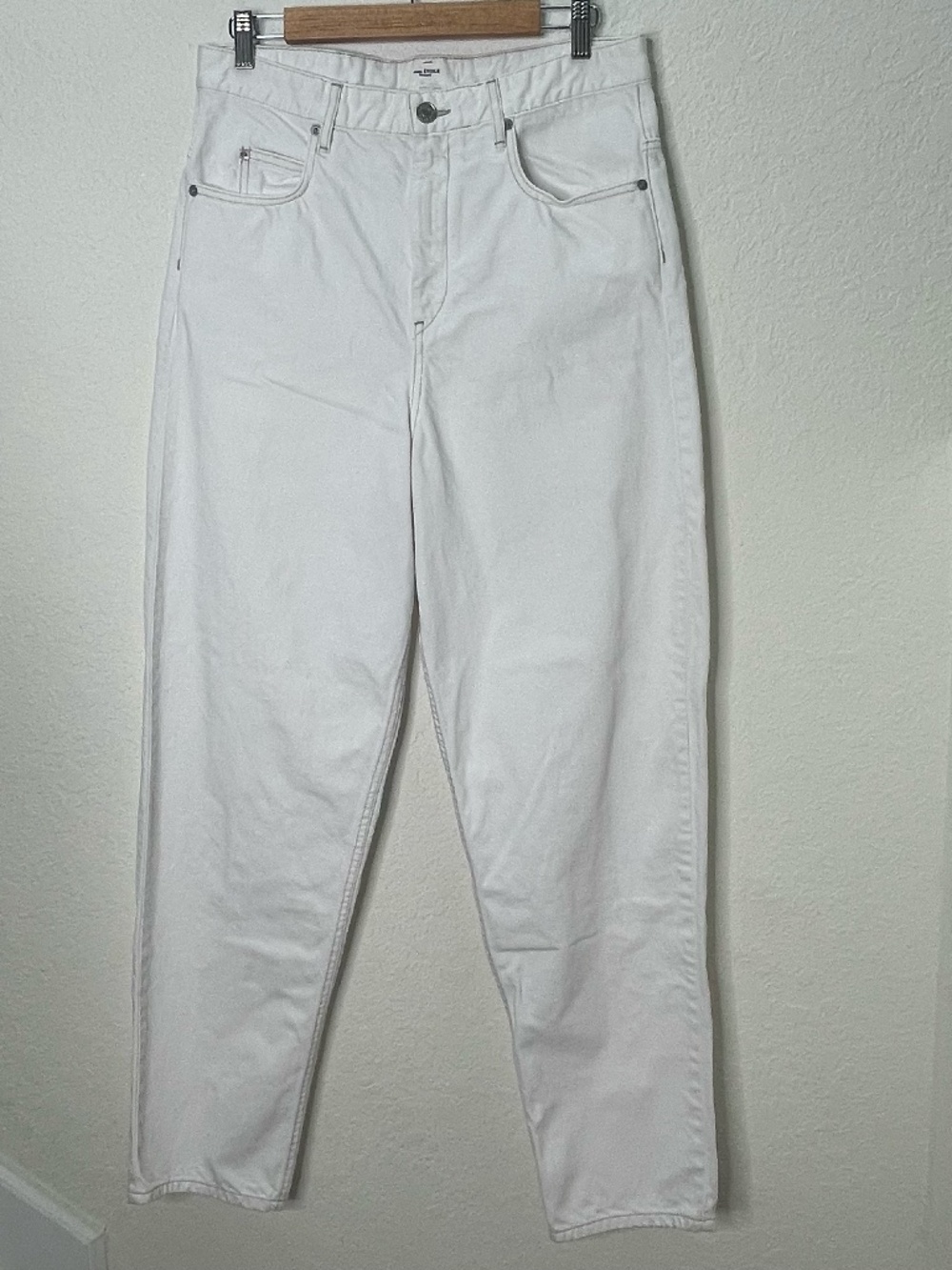 Isabel Marant Etoile CORSYJ Jeans Womens 42 US 10 White Cotton Boyfriend Pants